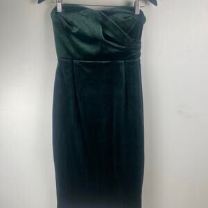 Express Emerald Green Velvet Strapless Dress With Sweetheart Neckline Sz Small